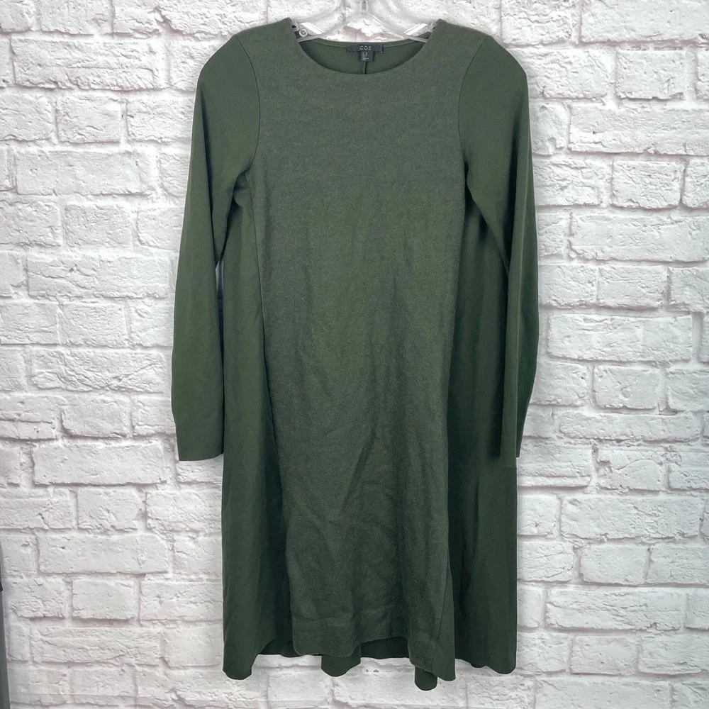COS‎ Wool Blend Green A-Line Dress Size XS